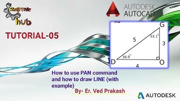 Autocad 2016 - Tutorial 5. How to use PAN Command & how to draw LINE (with example)
