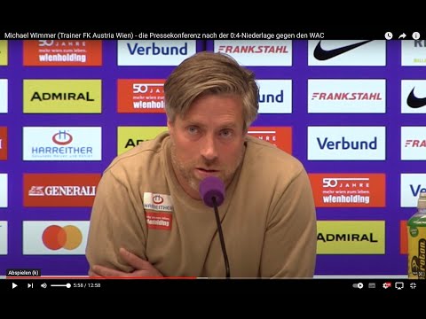 Video: Michael Wimmer (Trainer FK Austria Wien) - die Pressekonferenz nach dem Spiel gegen WAC