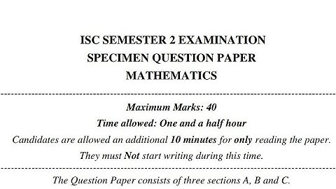 ISC SEMESTER -2 SPECIMEN PAPER SOLUTION MATHEMATICS 2022