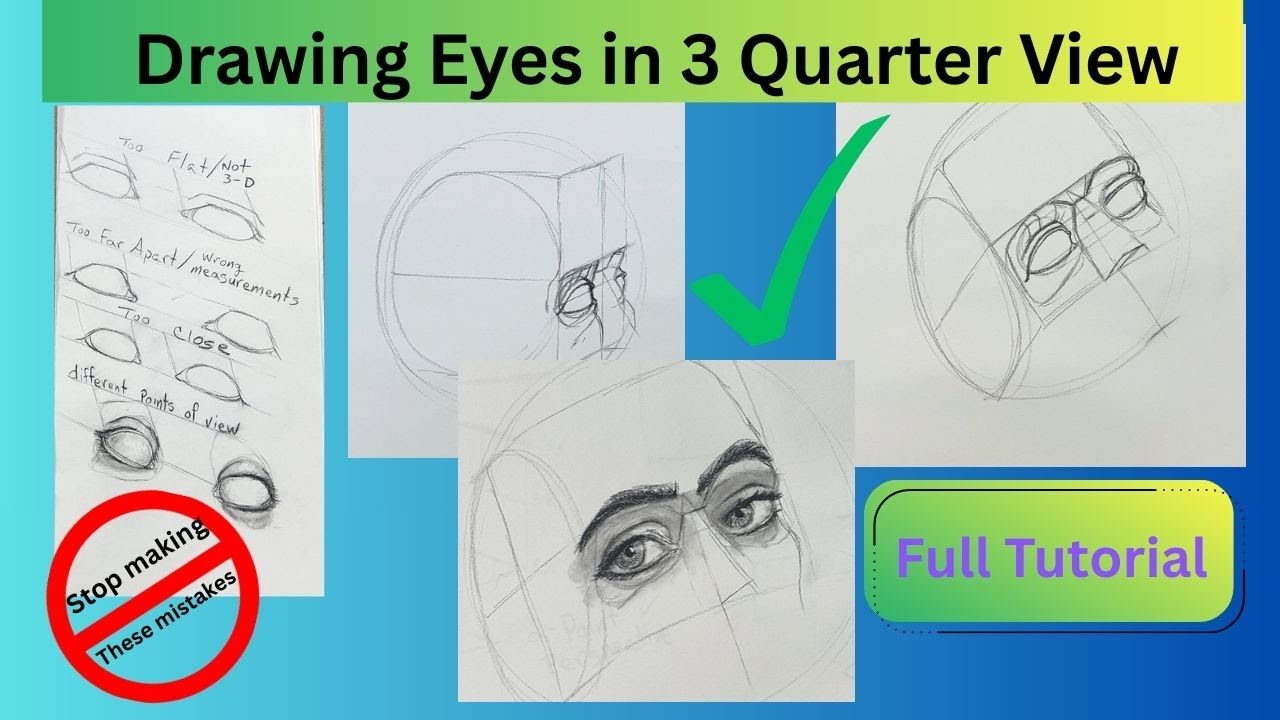 Рисунок глаз в ракурсе три четверти