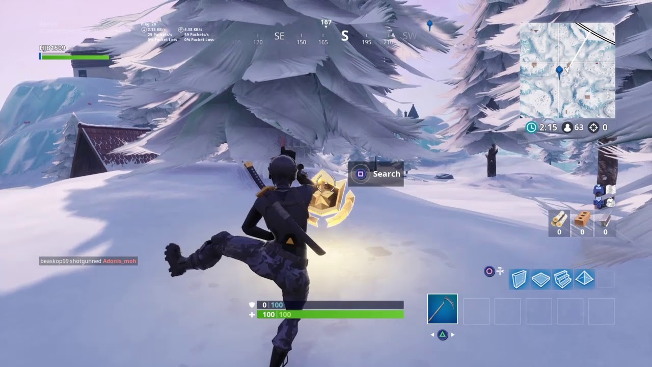 Fortnite Season 7| Week 3| Search between 3 ski lodge Location  FREE TIER