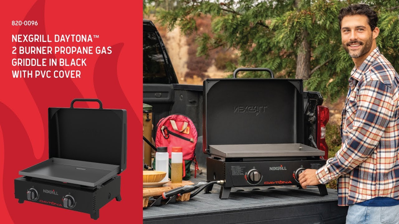 Daytona™ 2 Burner Propane Gas Griddle in Black with PVC Cover