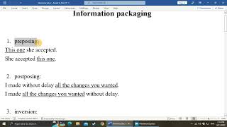 Information packaging