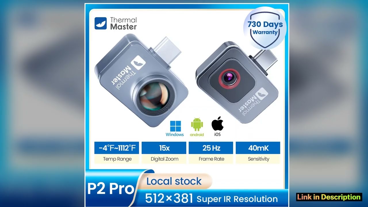 P2PRO P2 Thermal Imager 600 High Temp Range 512384 Super Resolution Infrared Thermal Imaging