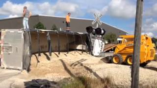 Raw video: Cleanup of overturned semi's spill