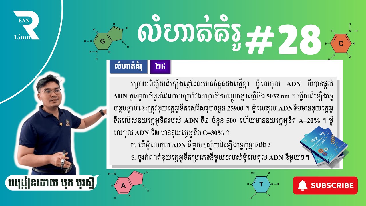 លំហាត់ ADN គំរូទី28 - ពន្យល់លម្អិត #លំហាត់adn #បាក់ឌុប