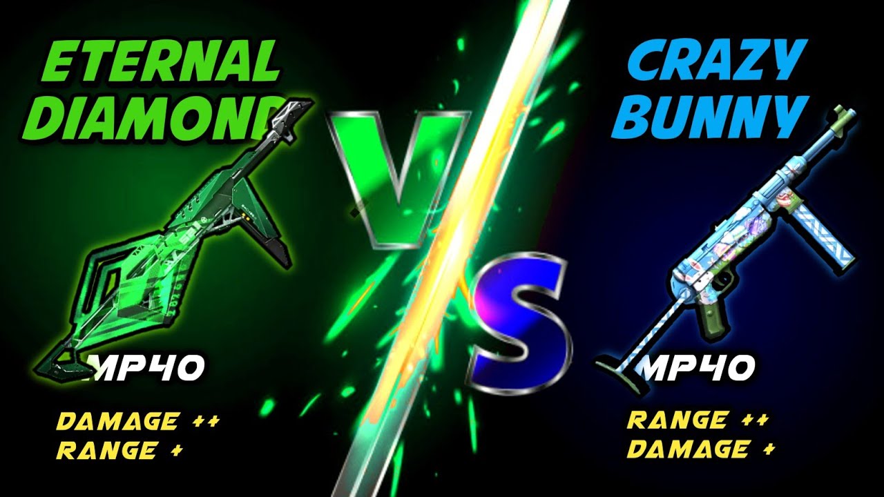Free Fire Crazy Bunny Blue Mp40 Vs Eternal Diamond Green Mp40 Poker Incubator Youtube