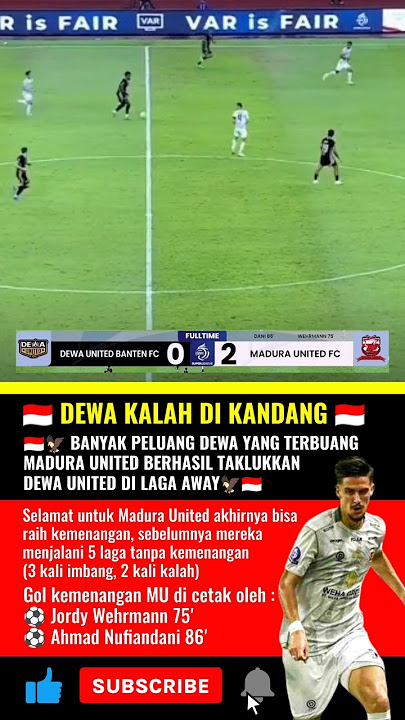 MADURA UNITED KALAHKAN DEWA DI KANDANG #trendingfootball #brisuperleague #dewaunitedfc #maduraunited