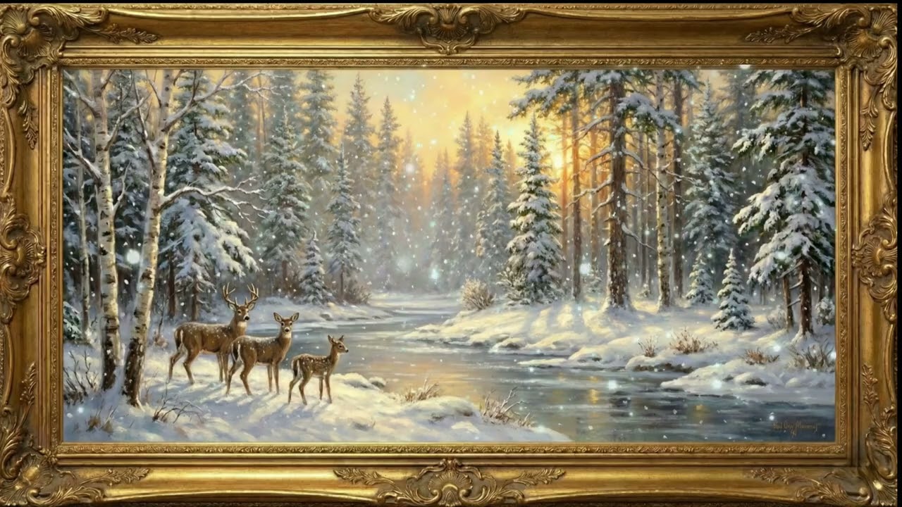 Vintage Winter Forest TV Art | Cozy Holiday Silent Screensaver