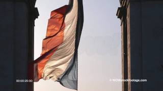 French flag fluttering in the wind C/U. Paris, France