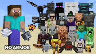 Fighting All Mobs with only Mace & Wind charges  Steve with Mace vs All Mobs in Minecraft