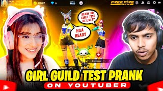 Guild Test Prank With Cute V Badge Girl 🥰 Got Cutest Reactions 😦 - Garena free fire