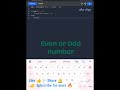 Even or Odd number