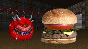 cacodemon eats a burger