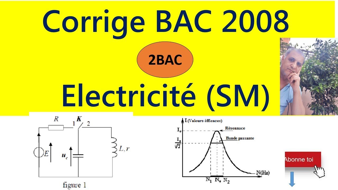 Corrige BAC SM 2008 : Electricité RL, RLC, résonance