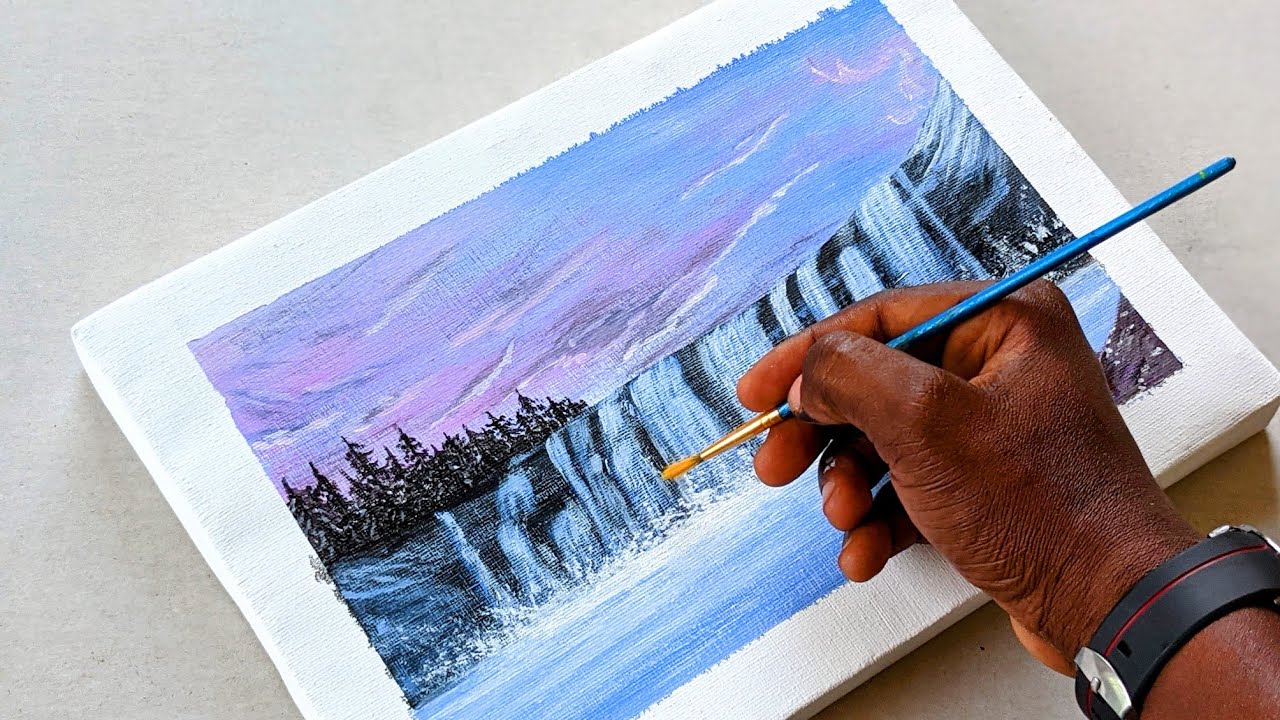 Flowing Beauty /Acrylic painting Waterfall Delight step by step paint