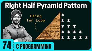Right Half Pyramid Pattern in C