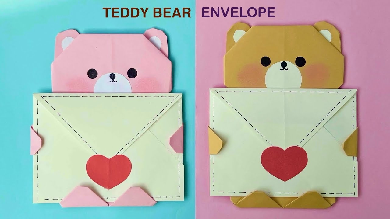 Конверт в виде плюшевого мишки из оригами / Как сделать бумажный конверт / Бумажный конверт своим...