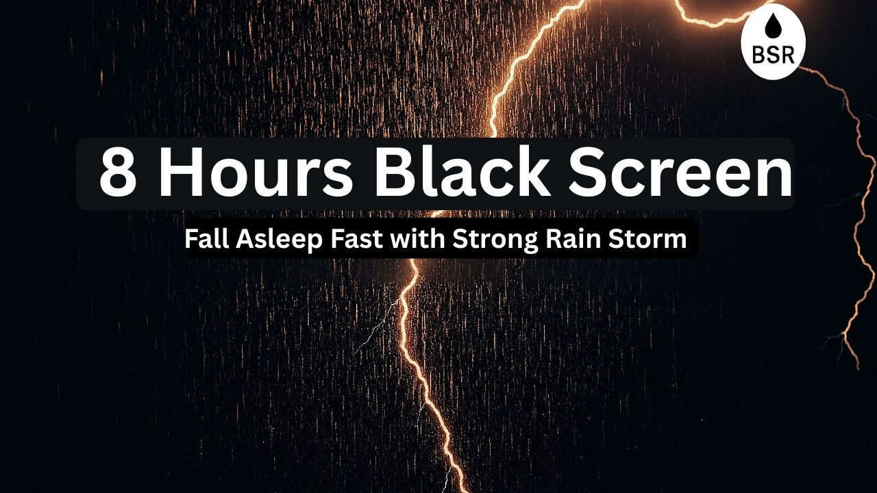 8 Hours of Heavy Rain Storm | Black Screen  DeepSleep!