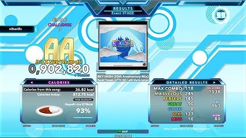 SKY HIGH (20th Anniversary Mix) (CSP-17) AA 902k (StepMania, Judge 6)