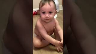 Precious Baby Girl Made a Mess All over the Floor