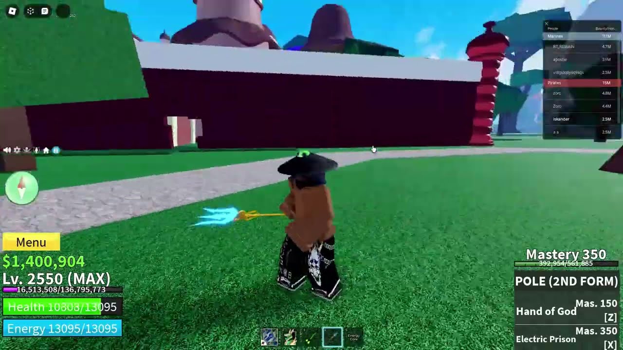 34 секундный обзор на "pole v2" в blox  fruits