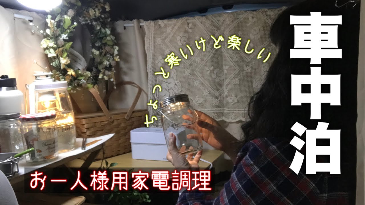 【50代から始める車中泊】お一人様用家電でご飯作り／茶碗蒸し／チョコバナナホットケーキ／道の駅デンパーク安城