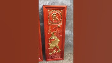 Đôi tranh cá Lý ngư vọng nguyệt - Tranh đôi gỗ hương dát vàng cao cấp