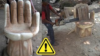 Extremely Amazing Chainsaw Carving Skill ][ Giant Arm Chair.
