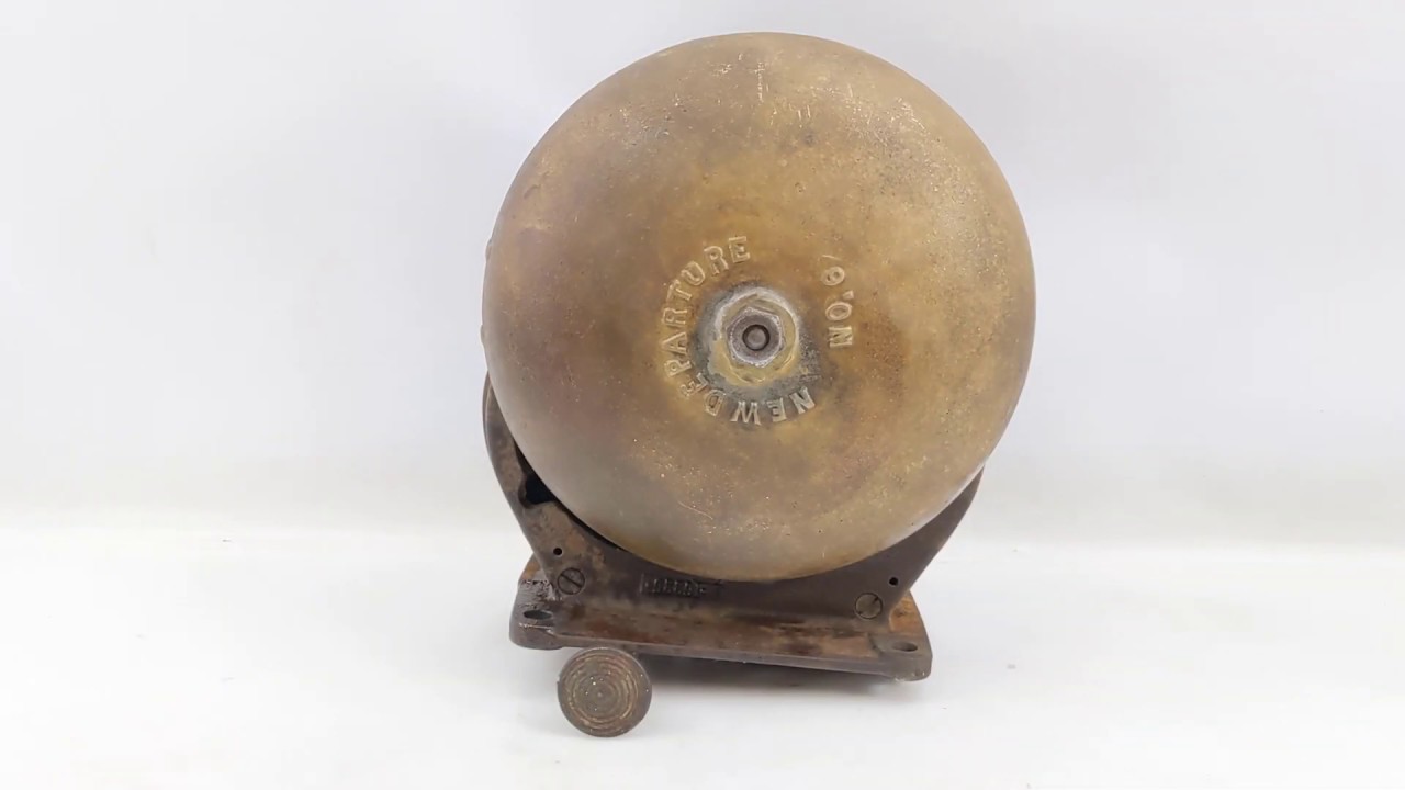 Antique New Departure No 6 Fire Station House Alarm Bell Brass Large Vintage