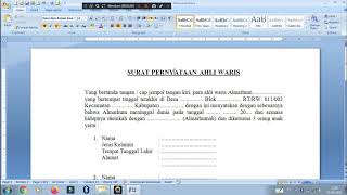 Tutorial Membuat Surat Pernyataan Ahli Waris