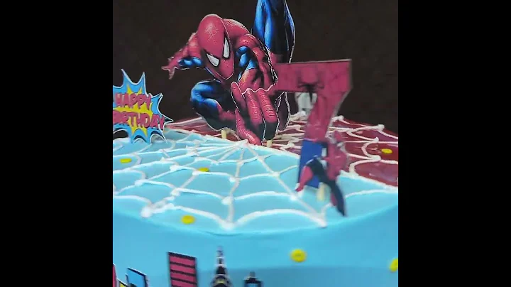 Spiderman theme cake flavour butterscotch #cake #birthdaycake #shortvideo #spiderman #superherocake