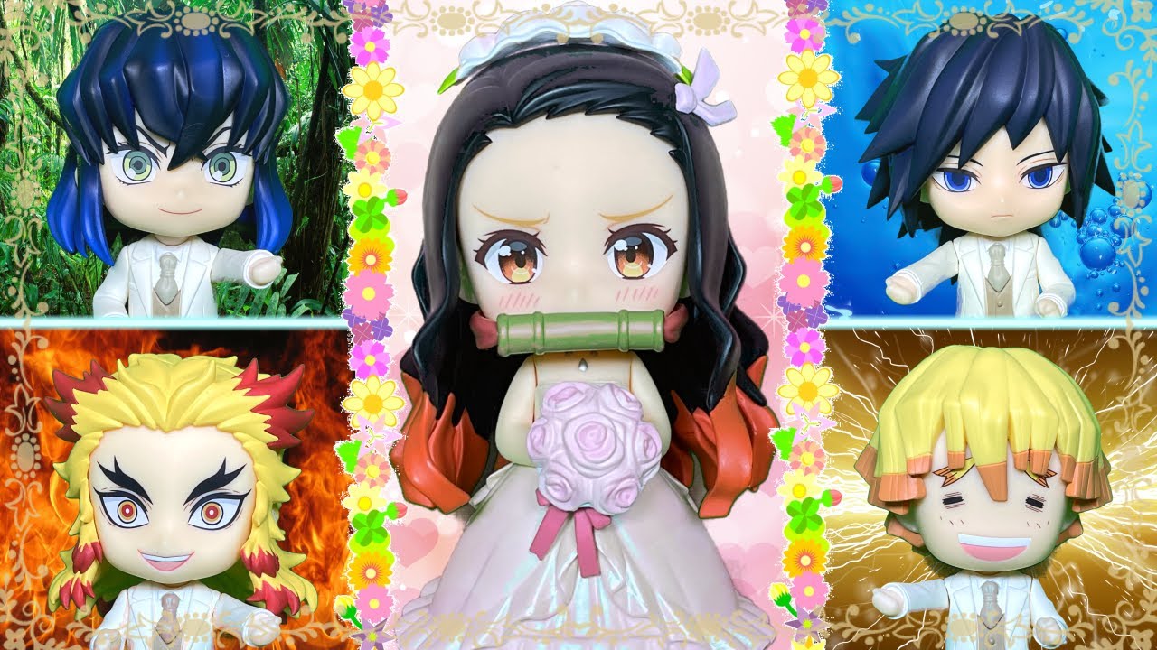 禰豆子と4人の結婚相手！一体どうなる!?【鬼滅の刃】【コマ撮り】【ねんどろいど】