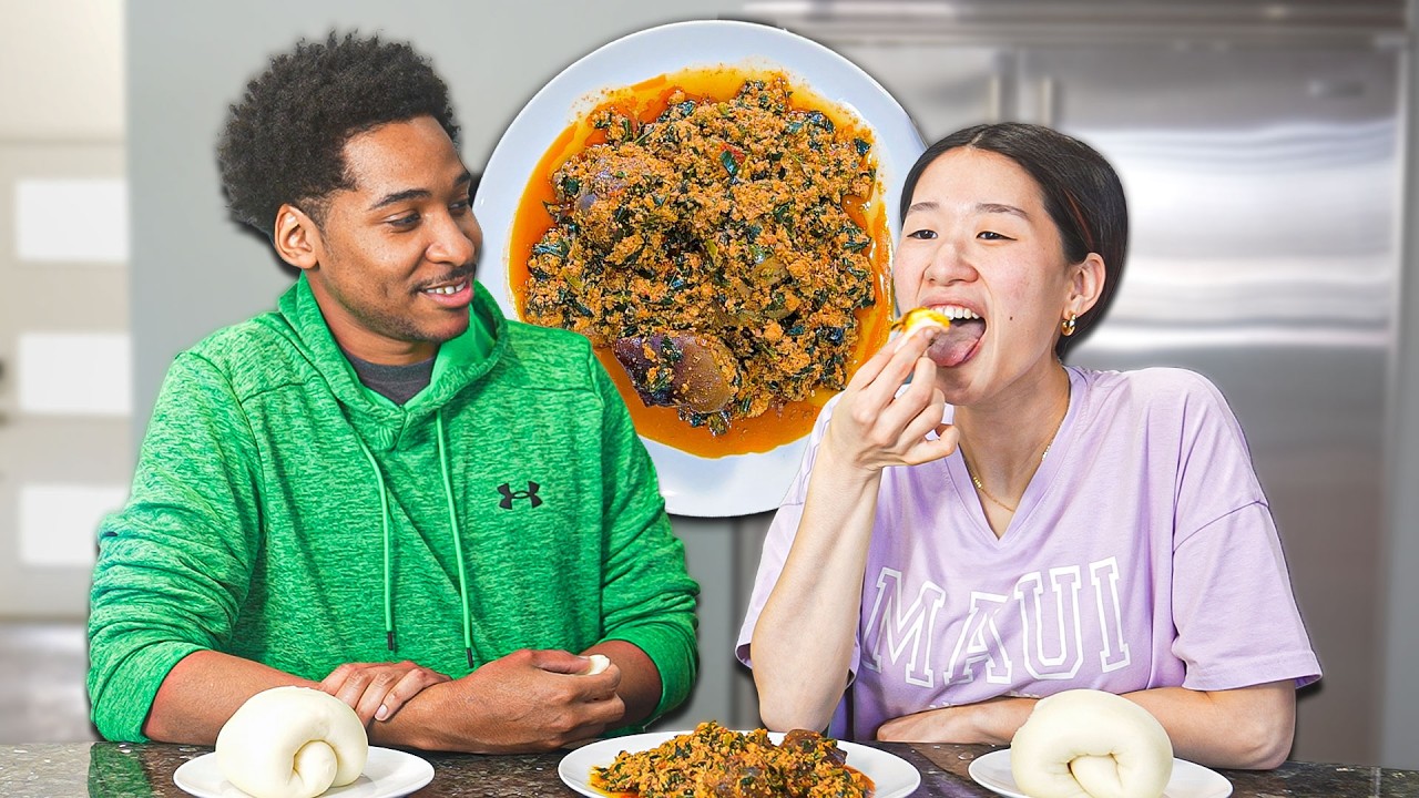 My Wife Tries Fufu & Stew For The First Time!