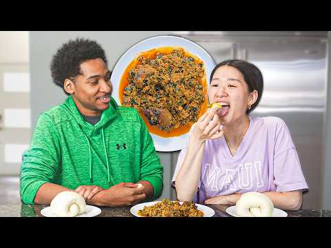 My Wife Tries Fufu & Stew For The First Time!