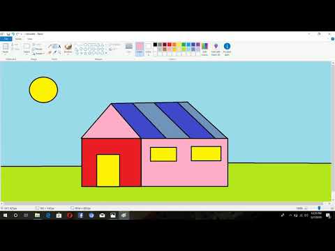 how to draw simple house in ms paint | draw house in 2 minutes