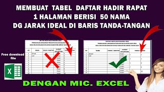 CARA MEMBUAT DAFTAR HADIR RAPAT DI EXCEL 1 HALAMAN ISI 50 ORANG || FREE DOWNLOAD FILE CARA MEMBUAT DAFTAR HADIR RAPAT DI EXCEL 1 HALAMAN ISI 50 ORANG || FREE DOWNLOAD FILE