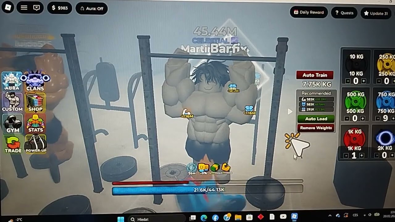 snažíme se co nejvíc posilovat v Robloxu 2 díl