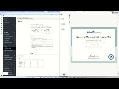 Completed LinkedIn Learning - Querying Microsoft SQL Server 2022
