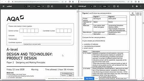 AQA A Level Product Design June 2020 Paper 2 Q1&2