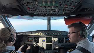 Beautiful Female Pilots In Cockpit Airplane Landing In Monastir Airport RWY07 | Pilot View