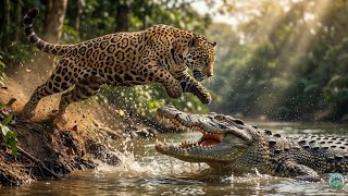 AMAZON AMBUSH: Brave Jaguar Attacks A Monster Crocodile! (4K AI)