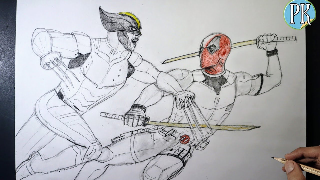 How to draw Deadpool & Wolverine || fight scene Step by step - YouTube