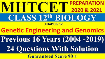 Genetic Engineering and Genomics Chapter 12 Biology Class 12| MHTCET  preparation| Previous Years??