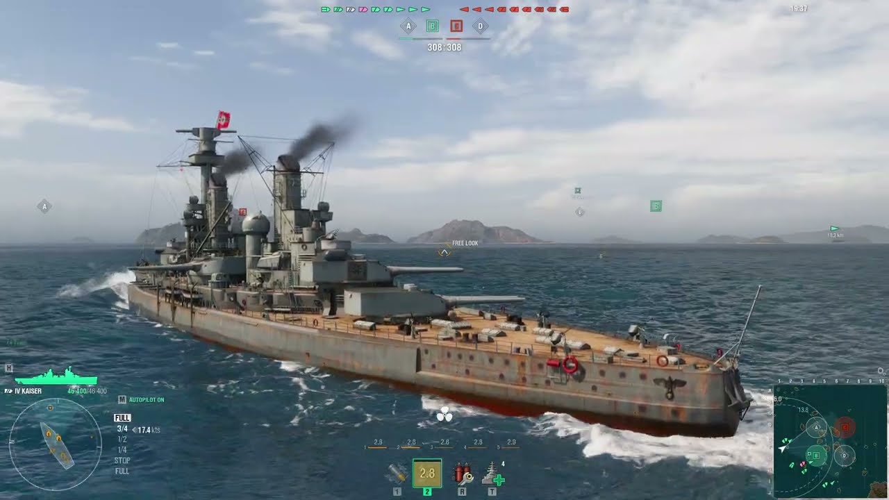 German Battleship Kaiser Tier IV on World of Warships 