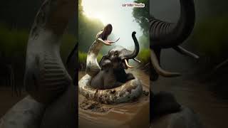 A Young Elephant Vs Giant Python