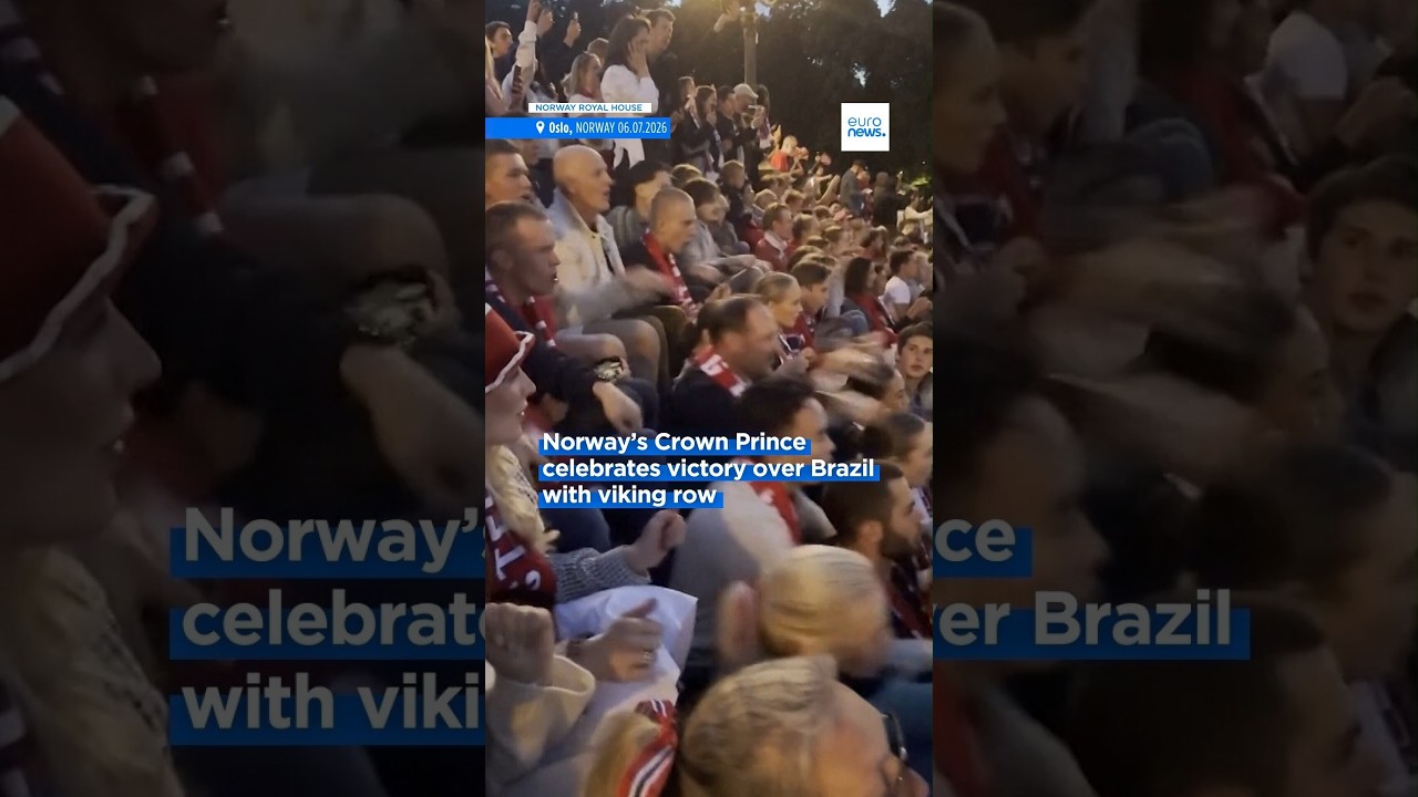 Norway’s Crown Prince celebrates victory over Brazil with viking row