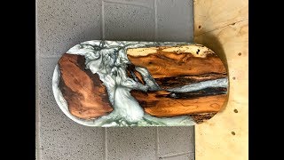 Pill shaped Table runner Epoxy resin and wood