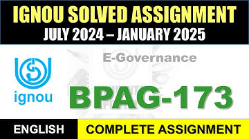 BPAG 173 Solved Assignment 2024-25 || bpag-173 solved assignment in English || July 2024 to Jan 2025
