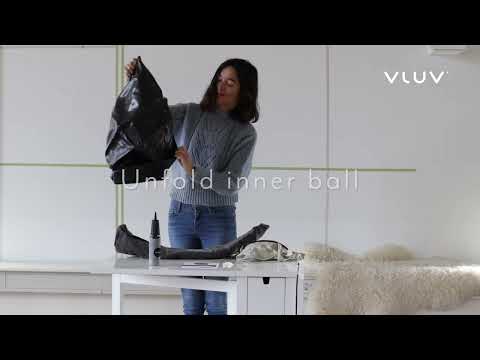 М'яч-стілець для акивного сидіння VLUV BOL SOVA Ø 60-65 см, тканина SOVA, Ash (сірий), з насосом, видео 1